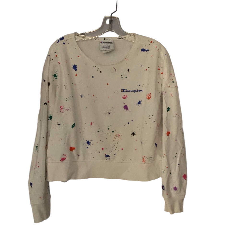 Champion White Multicolor Splatter Crewneck Sweatshirt – Women’s Medium